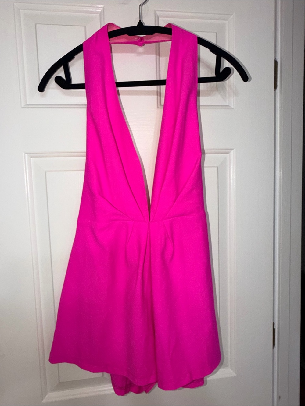 L'ATISTE Hot Pink Plunge Romper